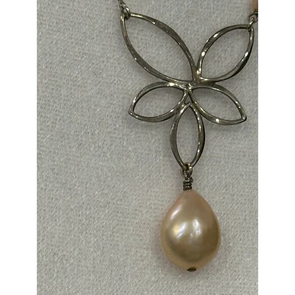 💜Silver and freshwater pearl lotus necklace 2 for $20 - Picture 7 of 11